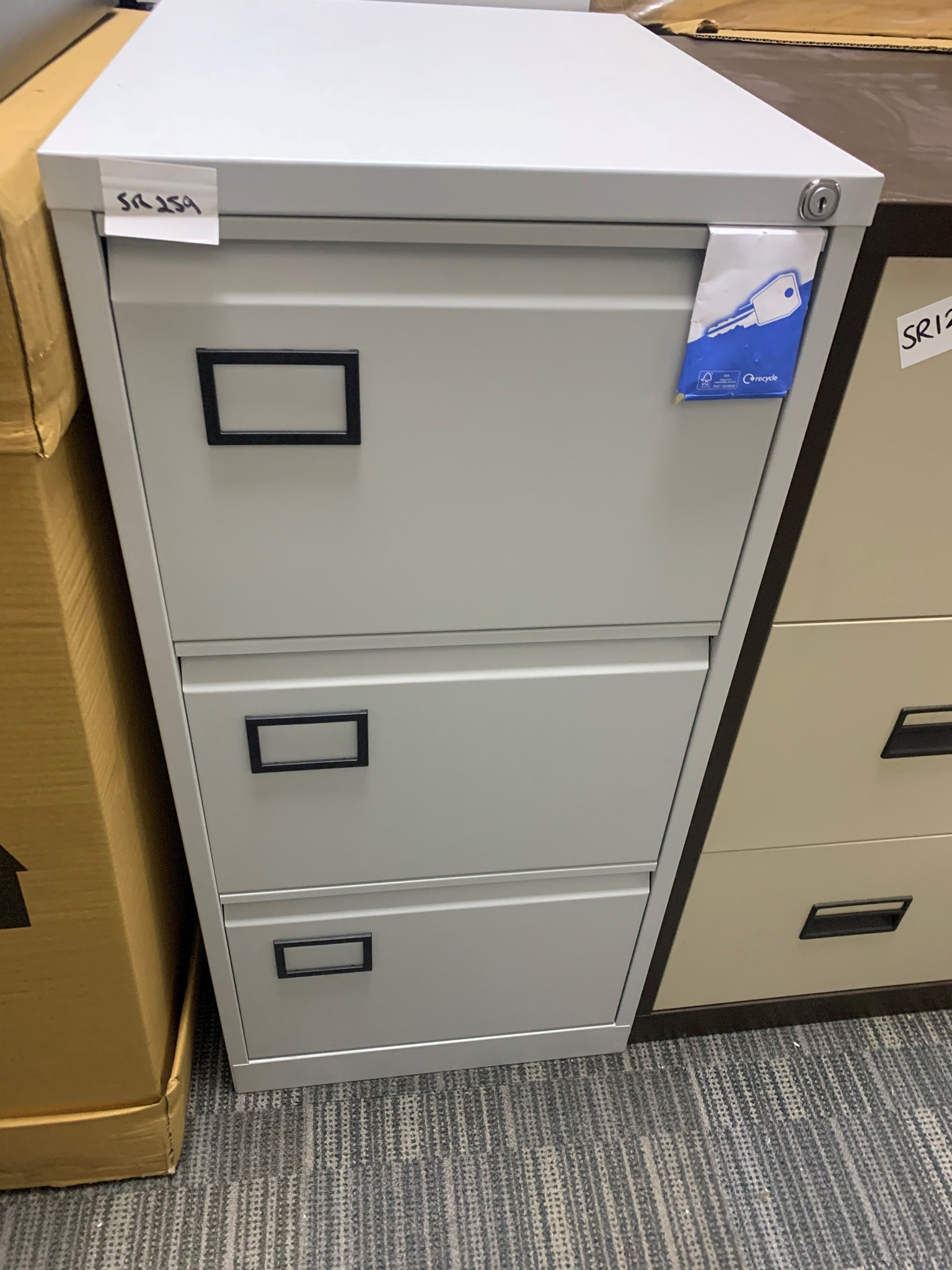 Grey 3 Drawer Filing Cabinet