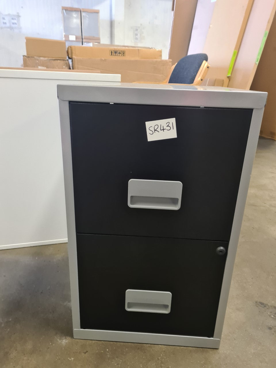 Black and Grey 2 drawer filing cabinet