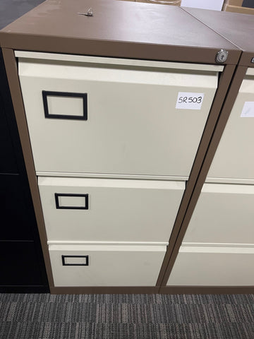 Bisley Coffee and Cream 3 Drawer Filing Cabinet
